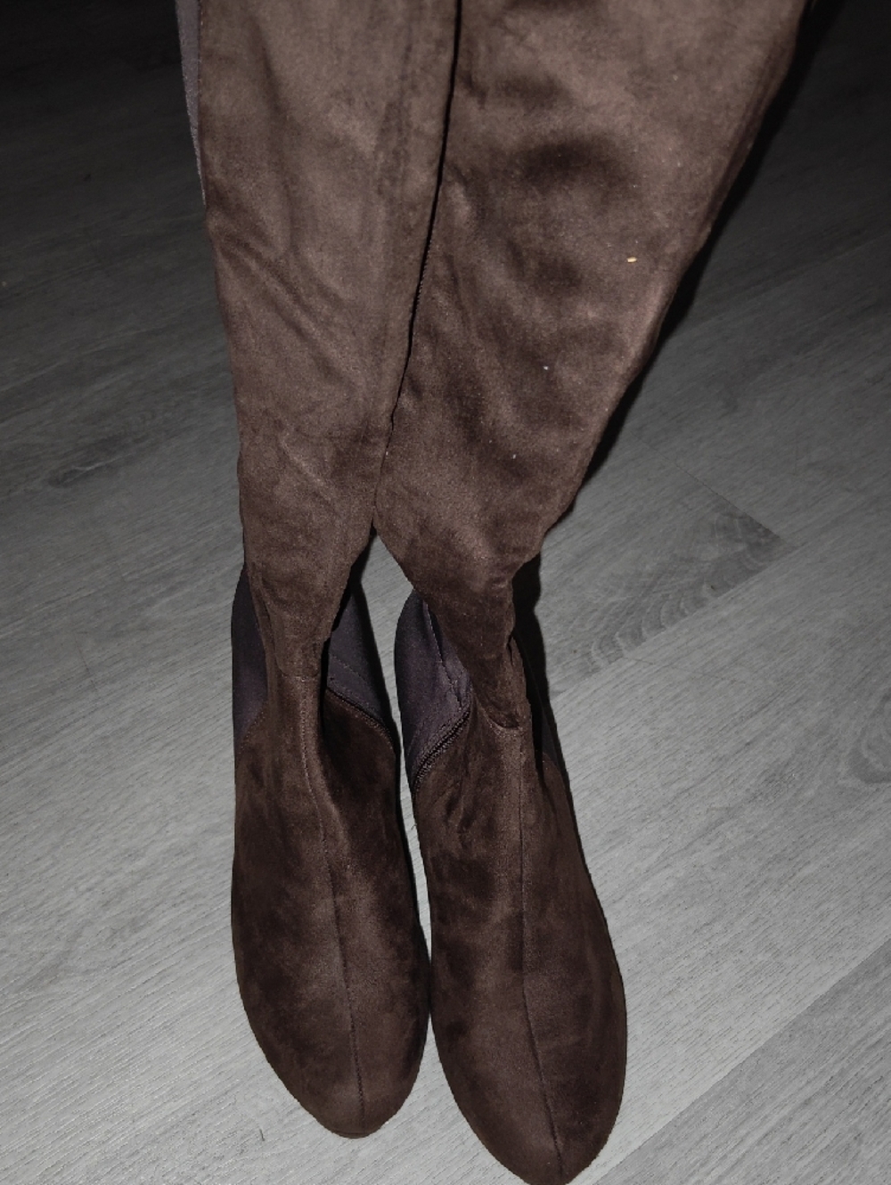 Lane Bryant Dark Brown Suede Heeled Knee Boots - Picture 4 of 5